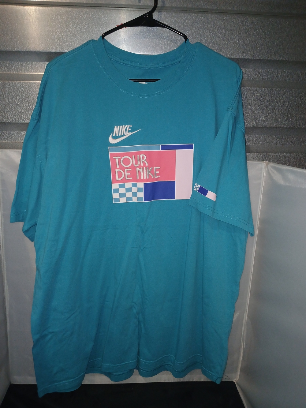 Nike Tour De Nike Colorblock Graphic T-Shirt Teal Blue Size XL Loose Fit